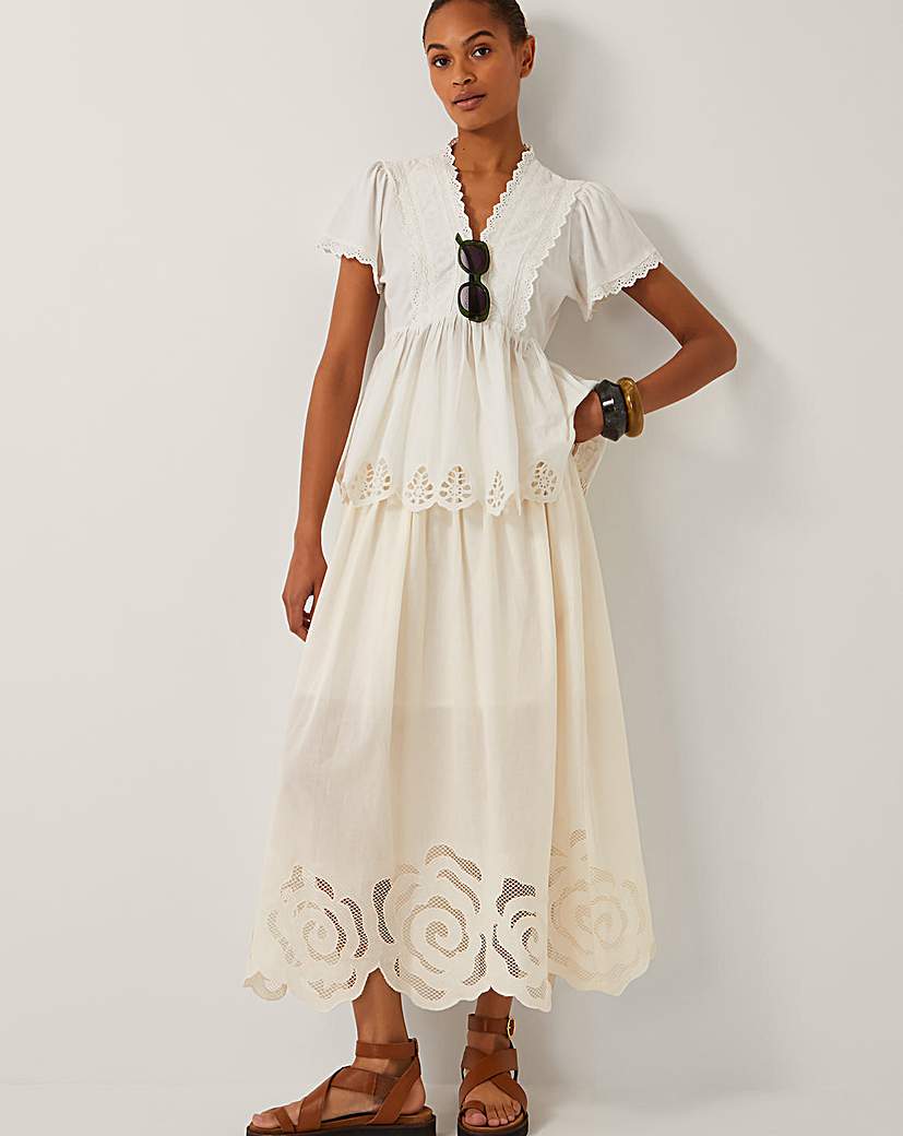 New In - Monsoon Grace Cutwork Midi Skirt