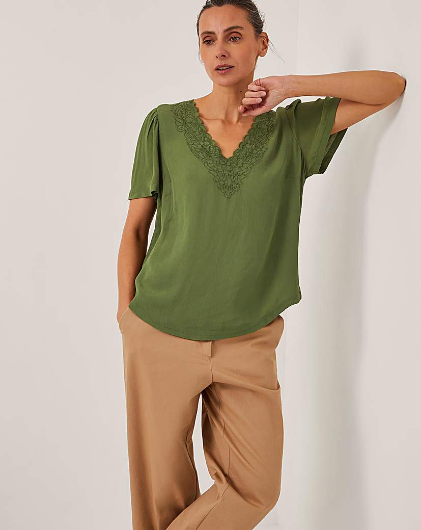 New In - Monsoon Lisa Embroidered Lace T-Shirt