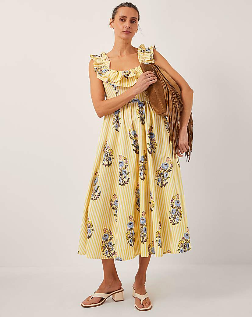 New In - Monsoon Maria Floral Stripe Midi Dress