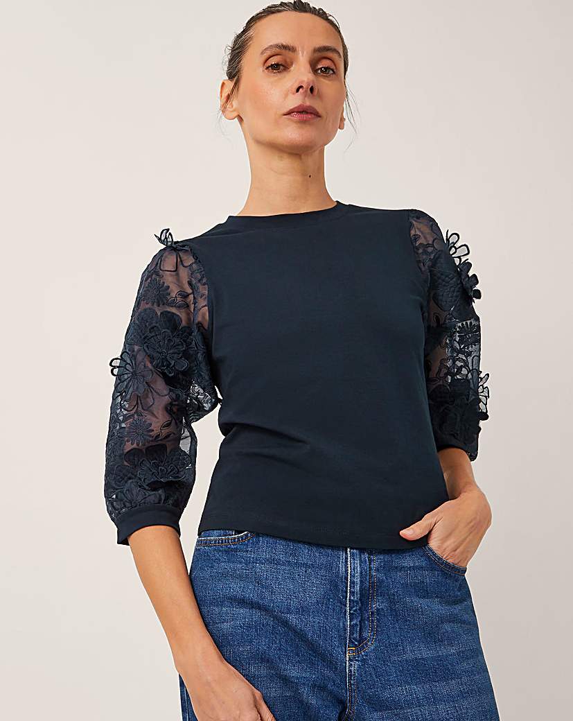 New In - Monsoon Fi Sheer Floral Top