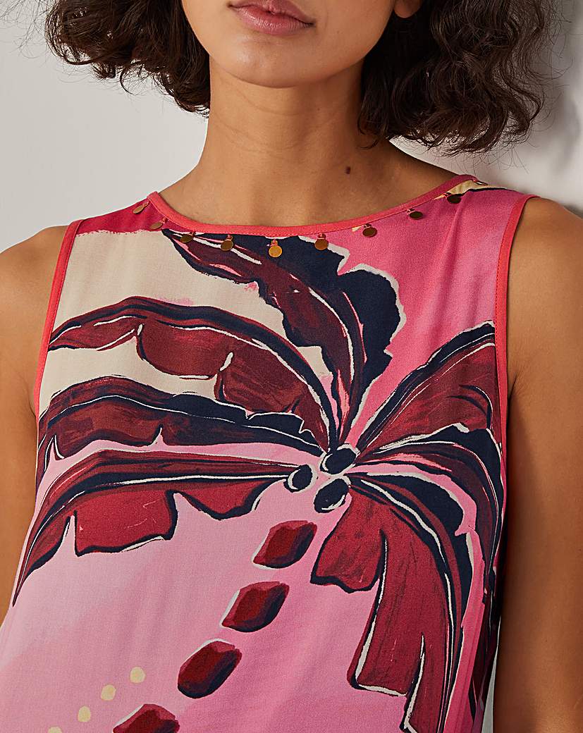 Monsoon Alex Palm Print Midi Dress
