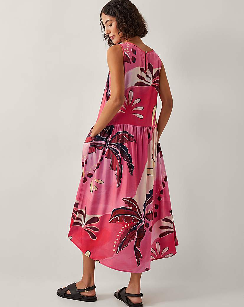 Monsoon Alex Palm Print Midi Dress
