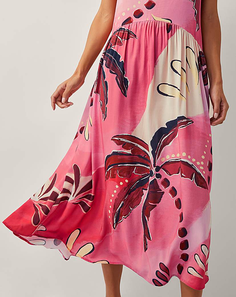 Monsoon Alex Palm Print Midi Dress
