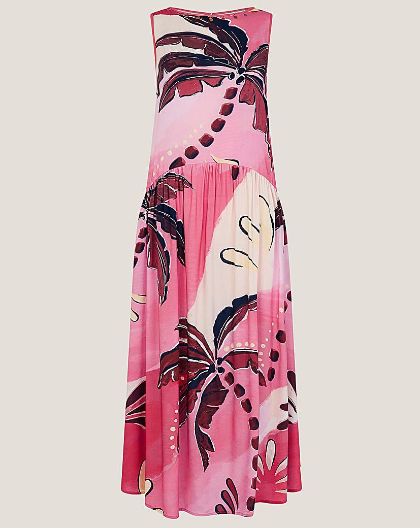 Monsoon Alex Palm Print Midi Dress