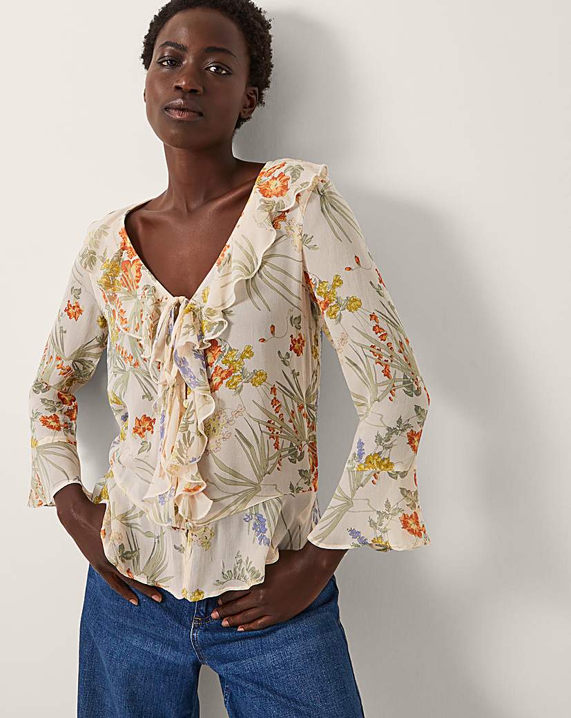 New In - Monsoon Jesse Sheer Frill Floral Blouse