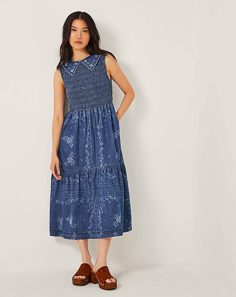 New In - Monsoon Cecily Floral Denim Midi Dress