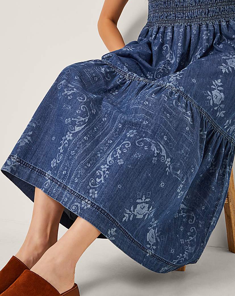 Monsoon Cecily Floral Denim Midi Dress