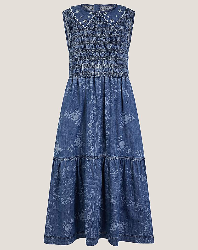 Monsoon Cecily Floral Denim Midi Dress
