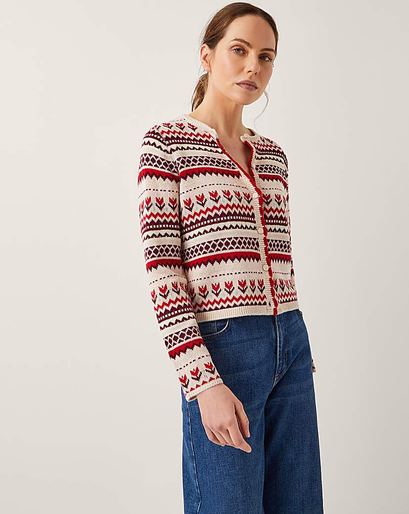 New In - Monsoon Juno Floral Fair Isle Cardigan