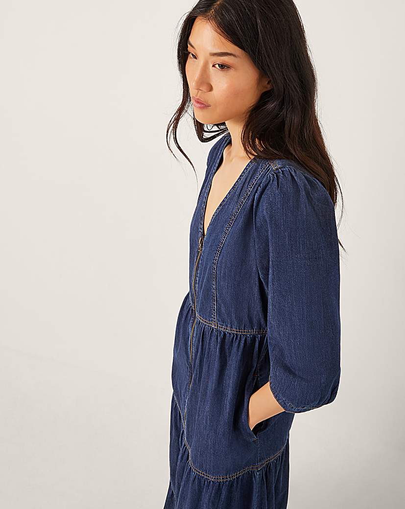 Monsoon Maya Zip Denim Midi Dress