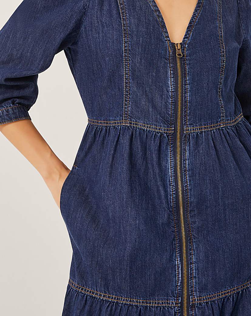 Monsoon Maya Zip Denim Midi Dress