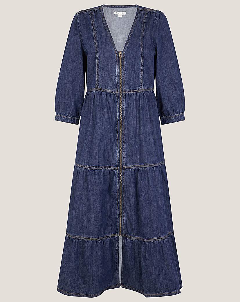 Monsoon Maya Zip Denim Midi Dress