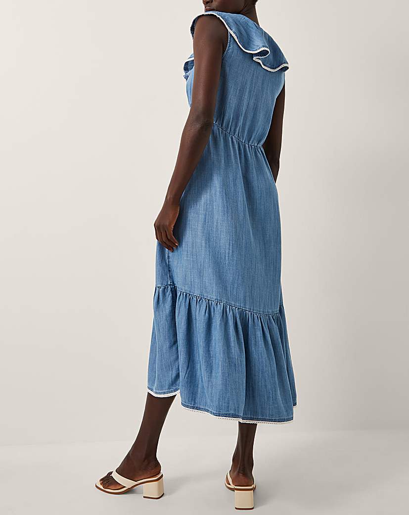 Monsoon Dottie Ruffle Midi Dress