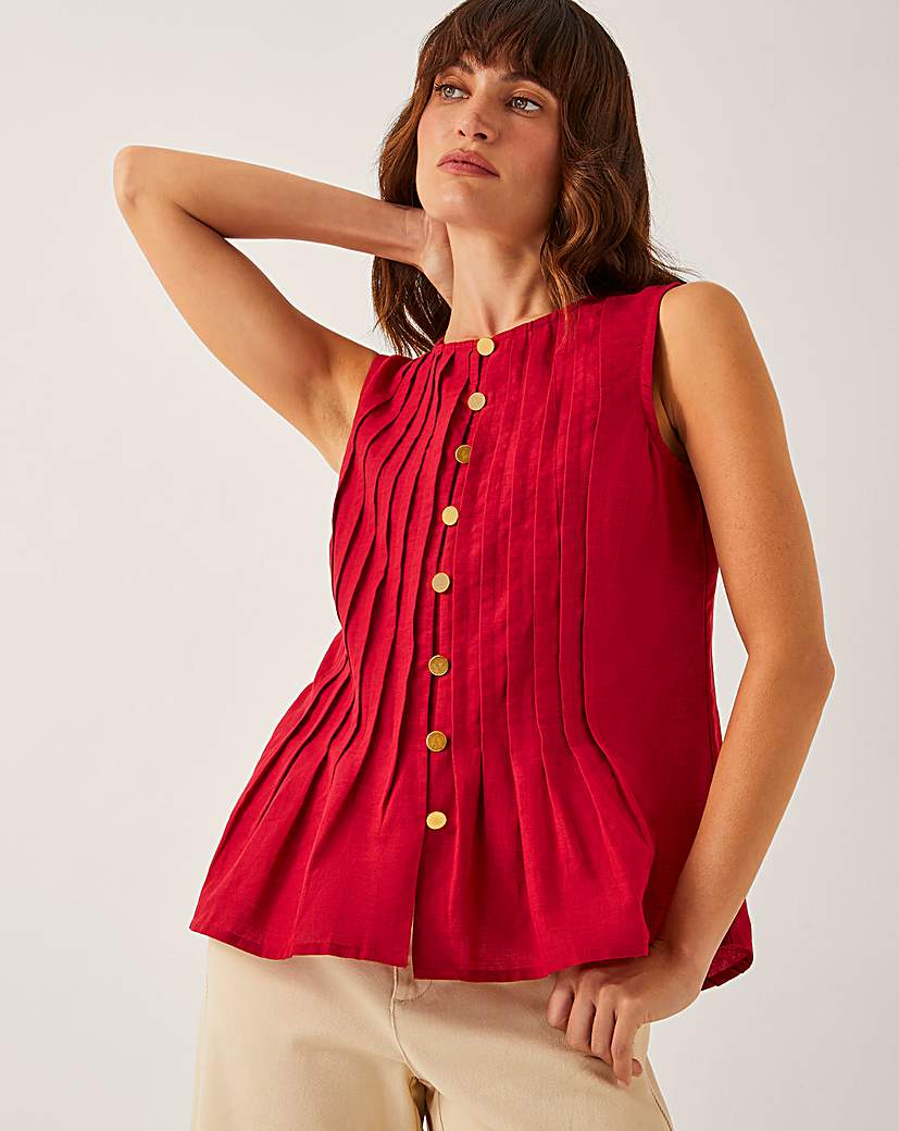 New In - Monsoon Monica Linen Blend Pleated Top