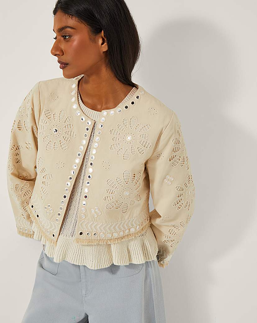 New In - Monsoon Calista Cutwork Cropped Jacket