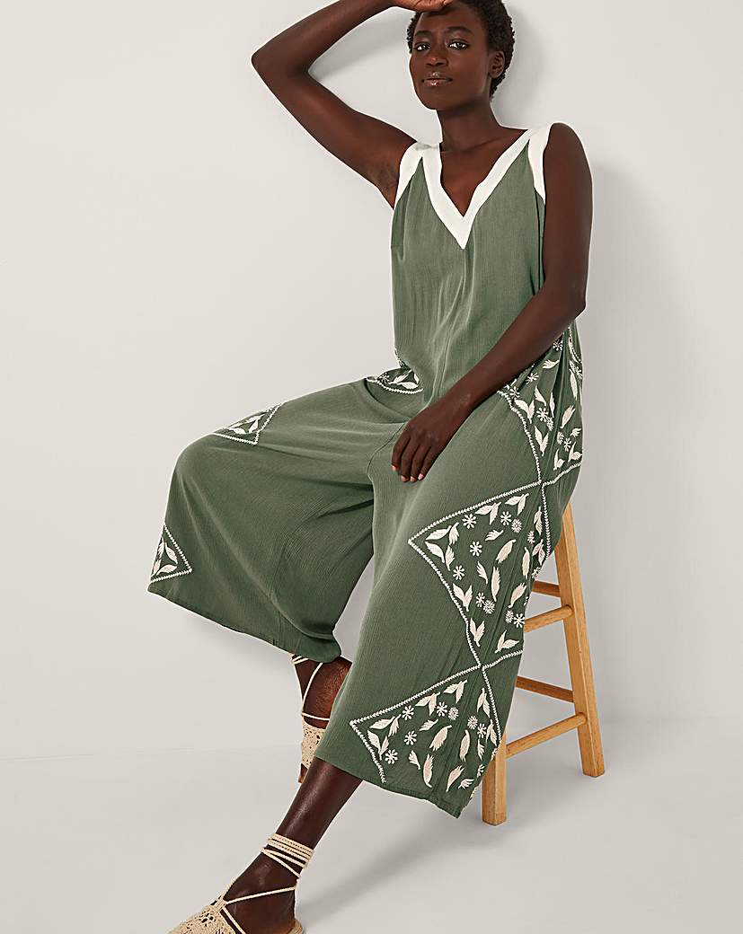 New In - Monsoon Rhea Embroidered Culotte Romper