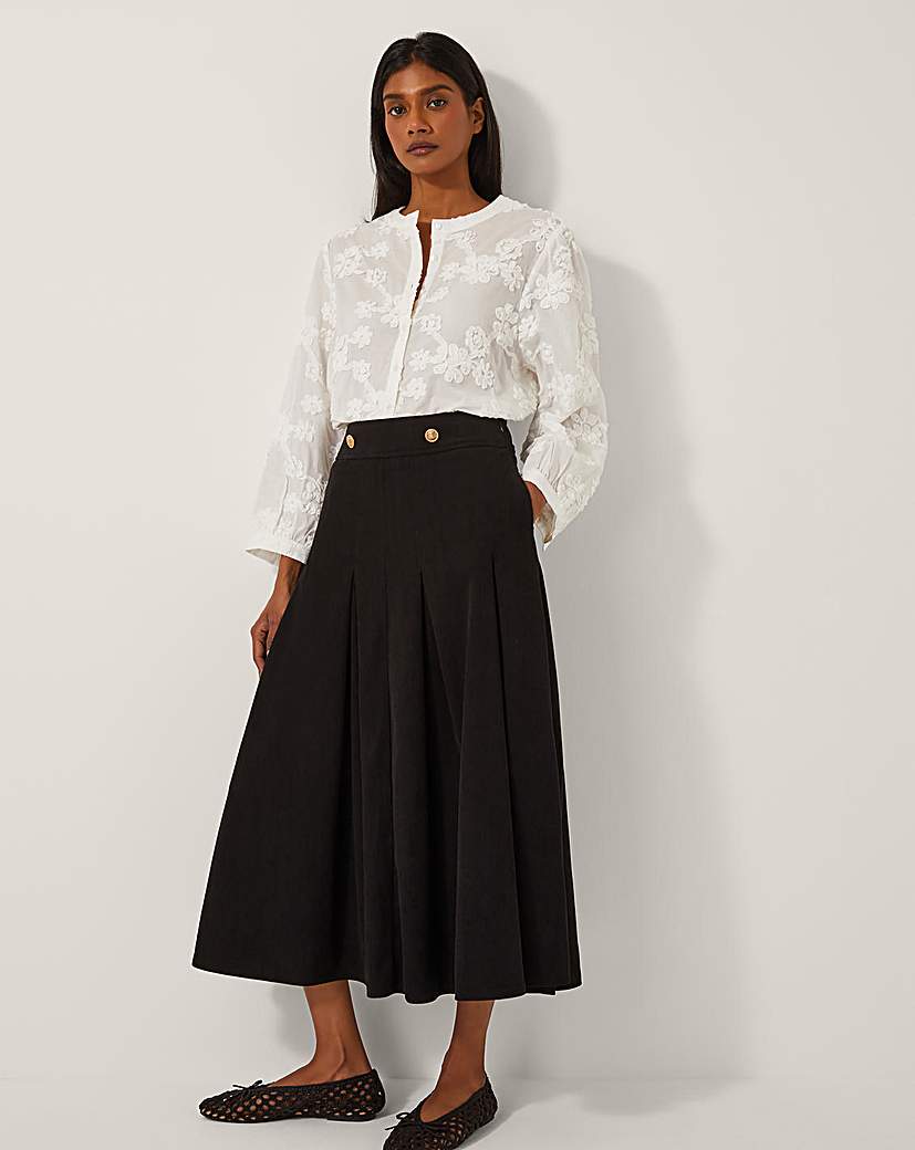 New In - Monsoon Shan Stretch Corduroy Midi Skirt