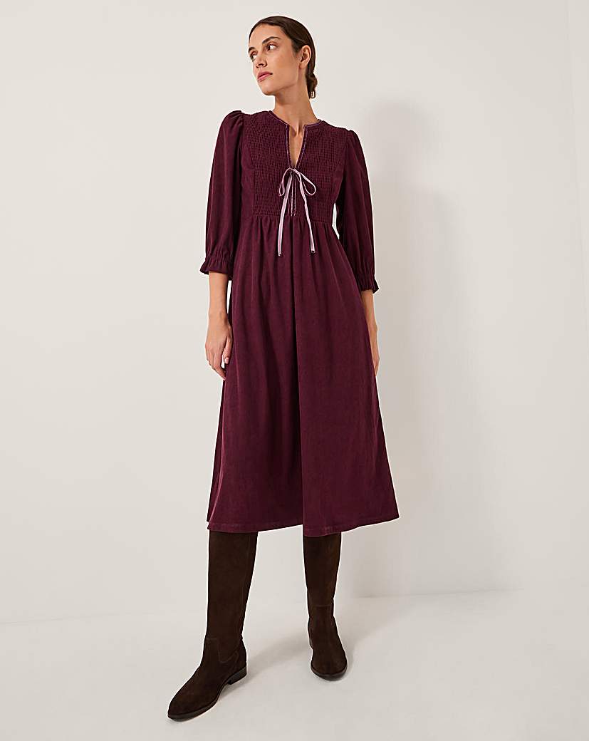 New In - Monsoon Sara Smocked Corduroy Midi Dress