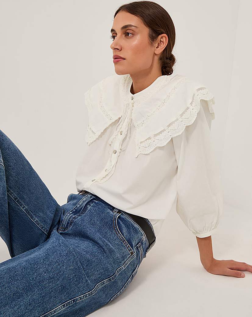 New In - Monsoon Connie Puff Sleeve Collar Blouse
