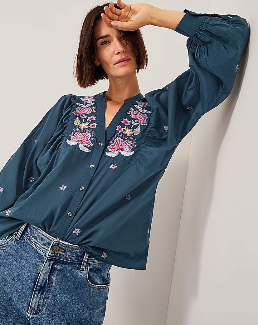 New In - Monsoon Bria Embroidered Blouson Blouse