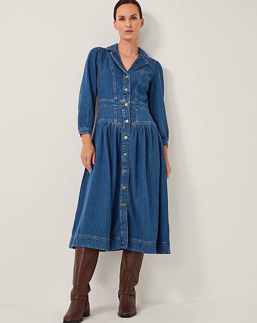 New In - Monsoon Tasmin Button Denim Midi Dress
