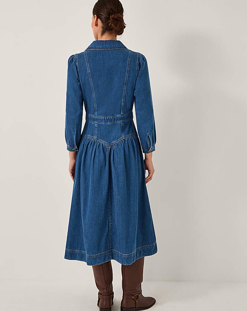 Monsoon Tasmin Button Denim Midi Dress