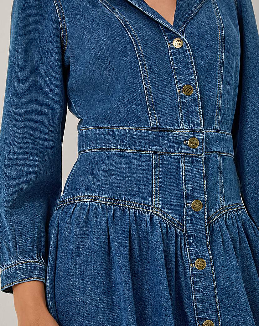 Monsoon Tasmin Button Denim Midi Dress