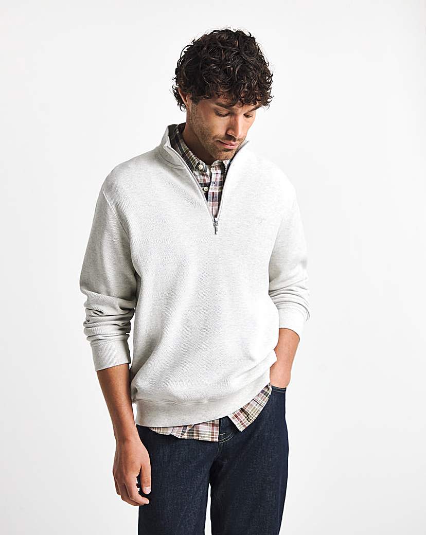 Barbour - Men's - Half Zip Sweatshirt - L - Ecru Marl