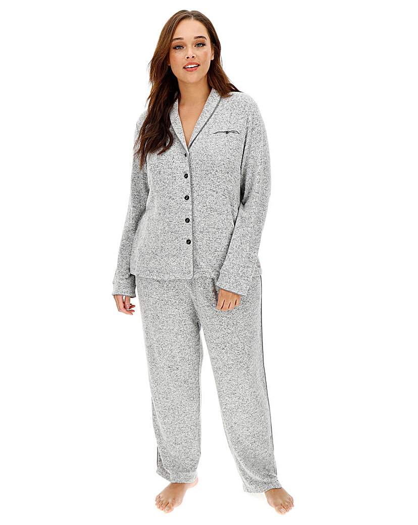 Image of Figleaves Curve Luxe Marl Button Up PJ