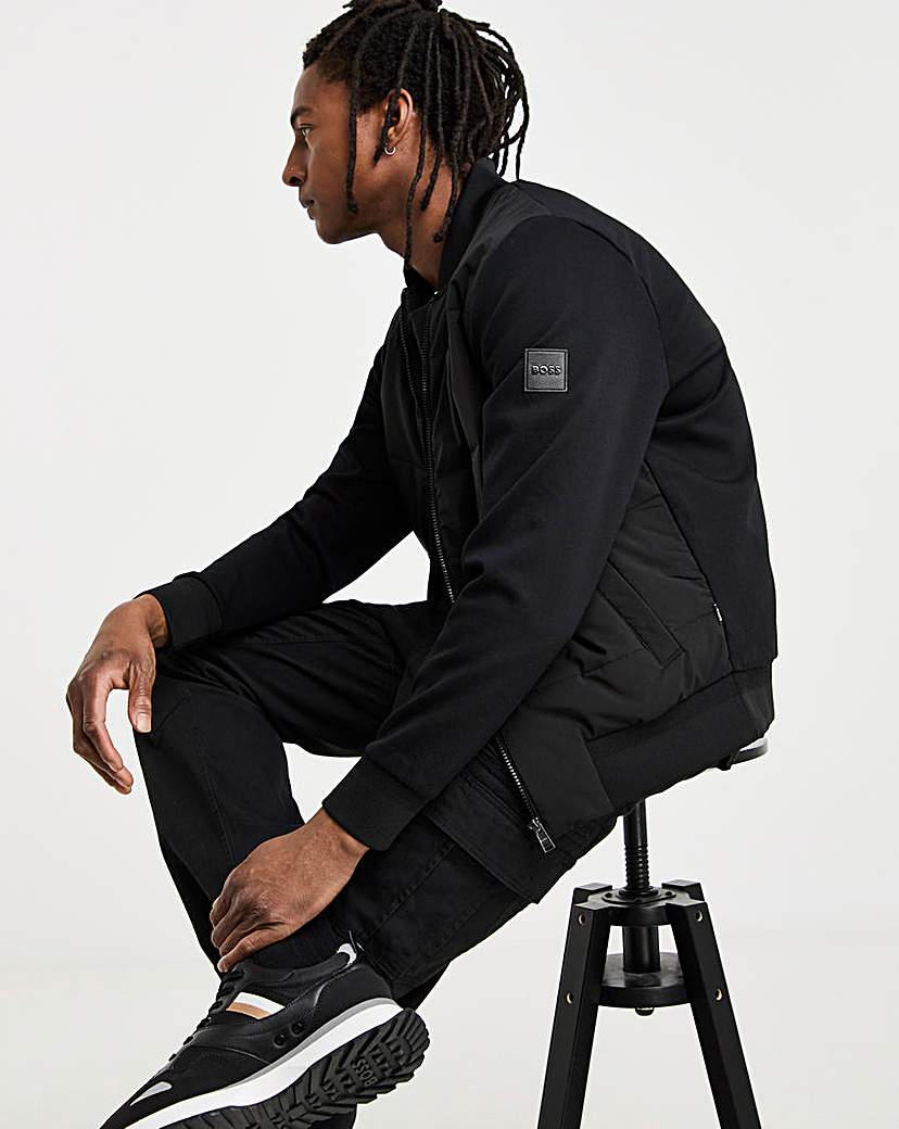 BOSS Fabric Mix Bomber Sweat Jacket