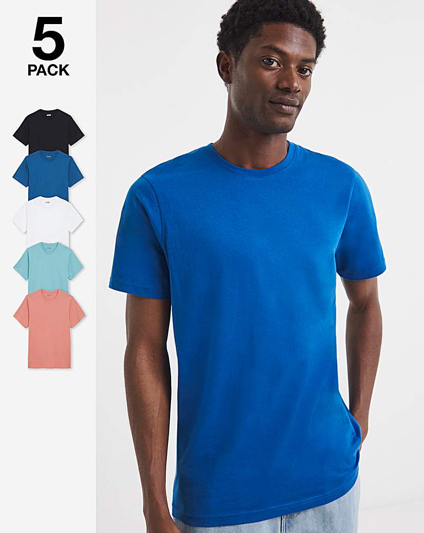 New In - 5 Pack Multi Crew Neck T-shirts Long