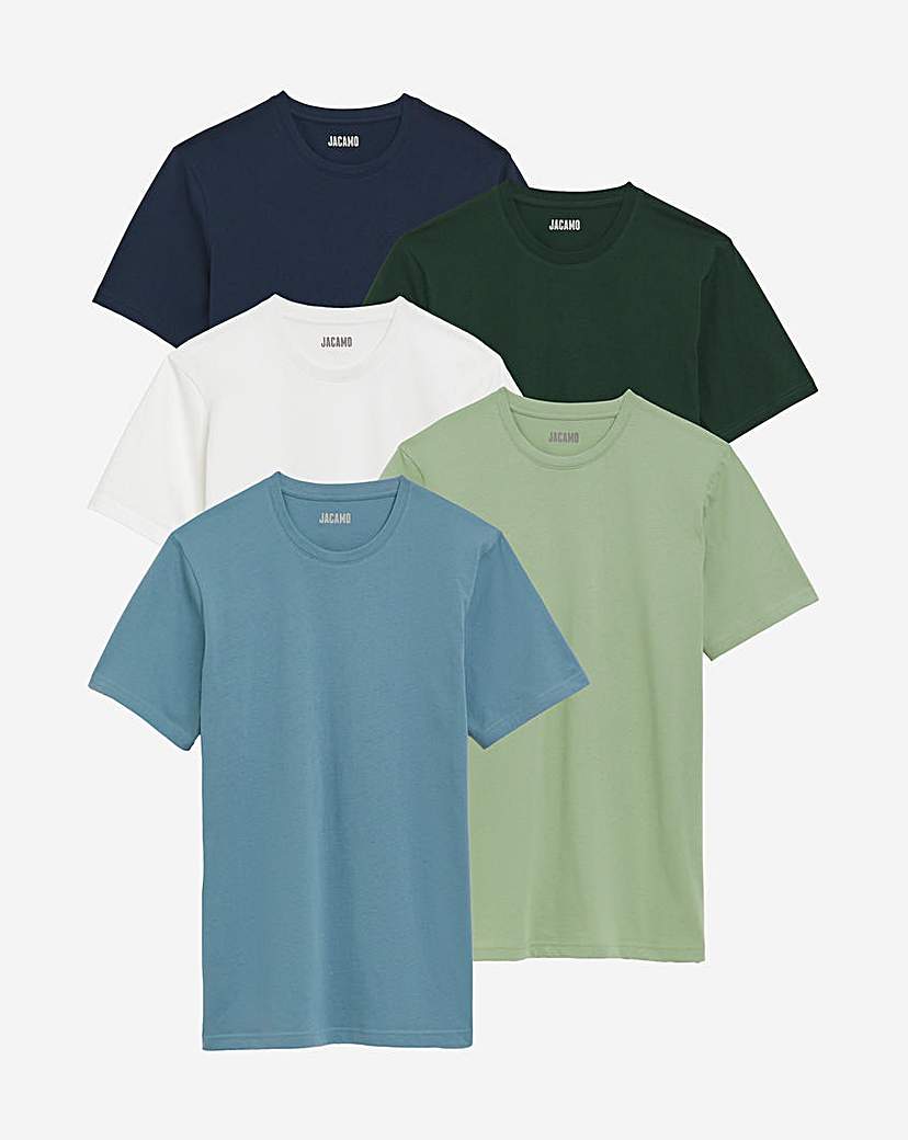 5 Pack Multi Crew Neck T-shirts Long