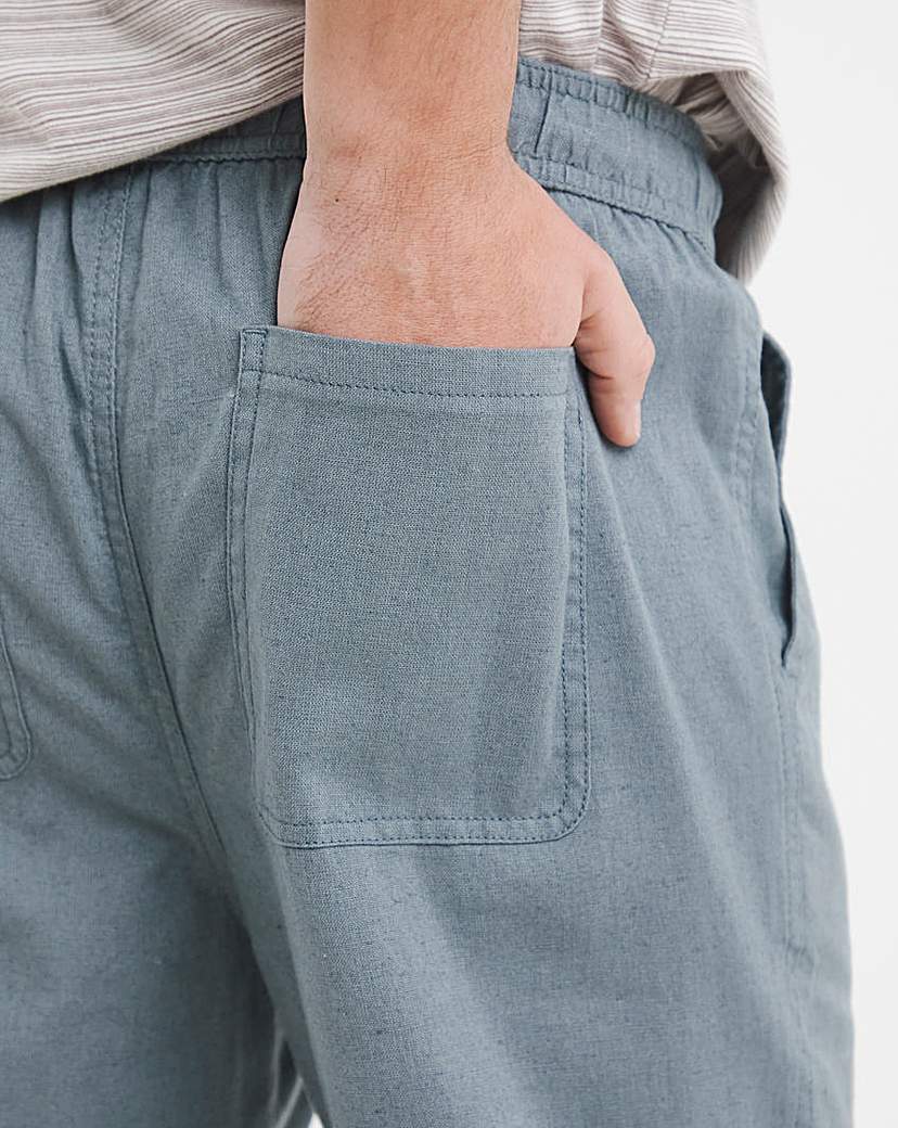 Linen Blend Tapered Elasticated Trouser