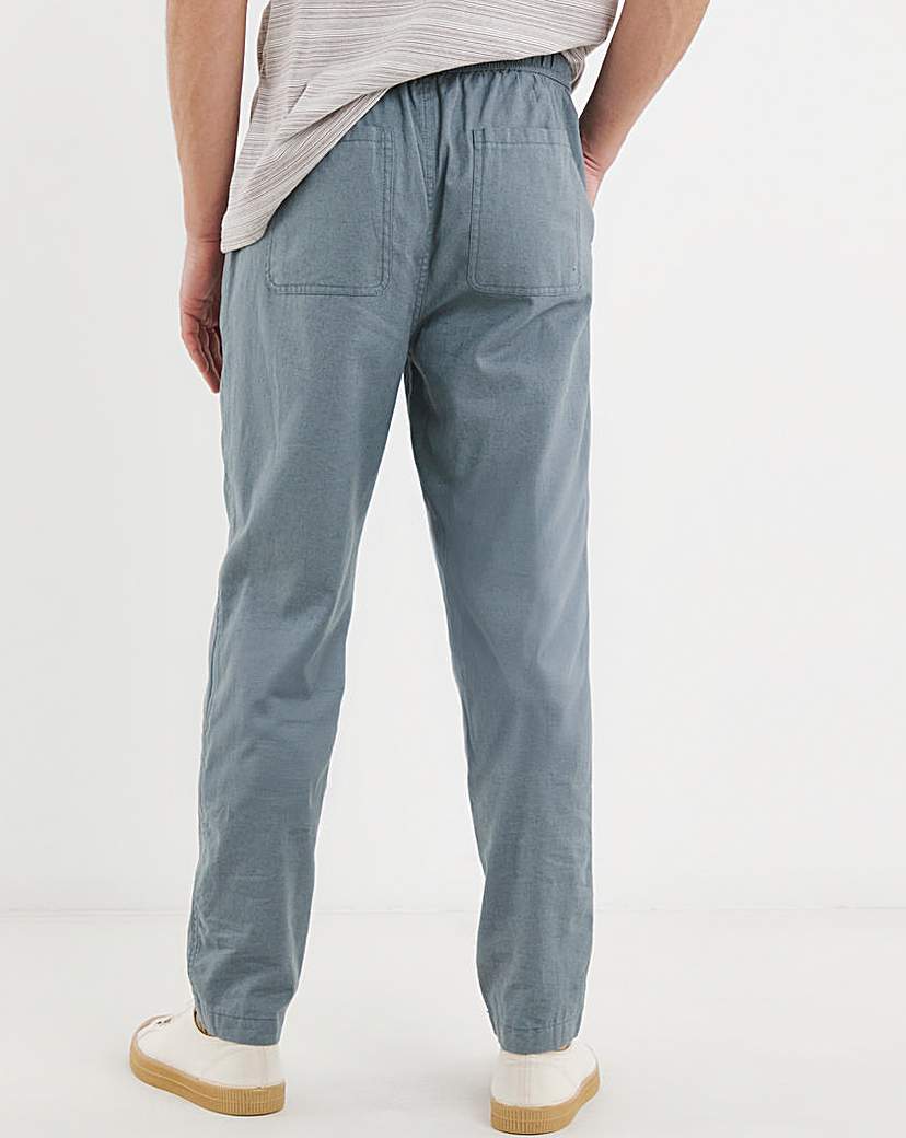 Linen Blend Tapered Elasticated Trouser