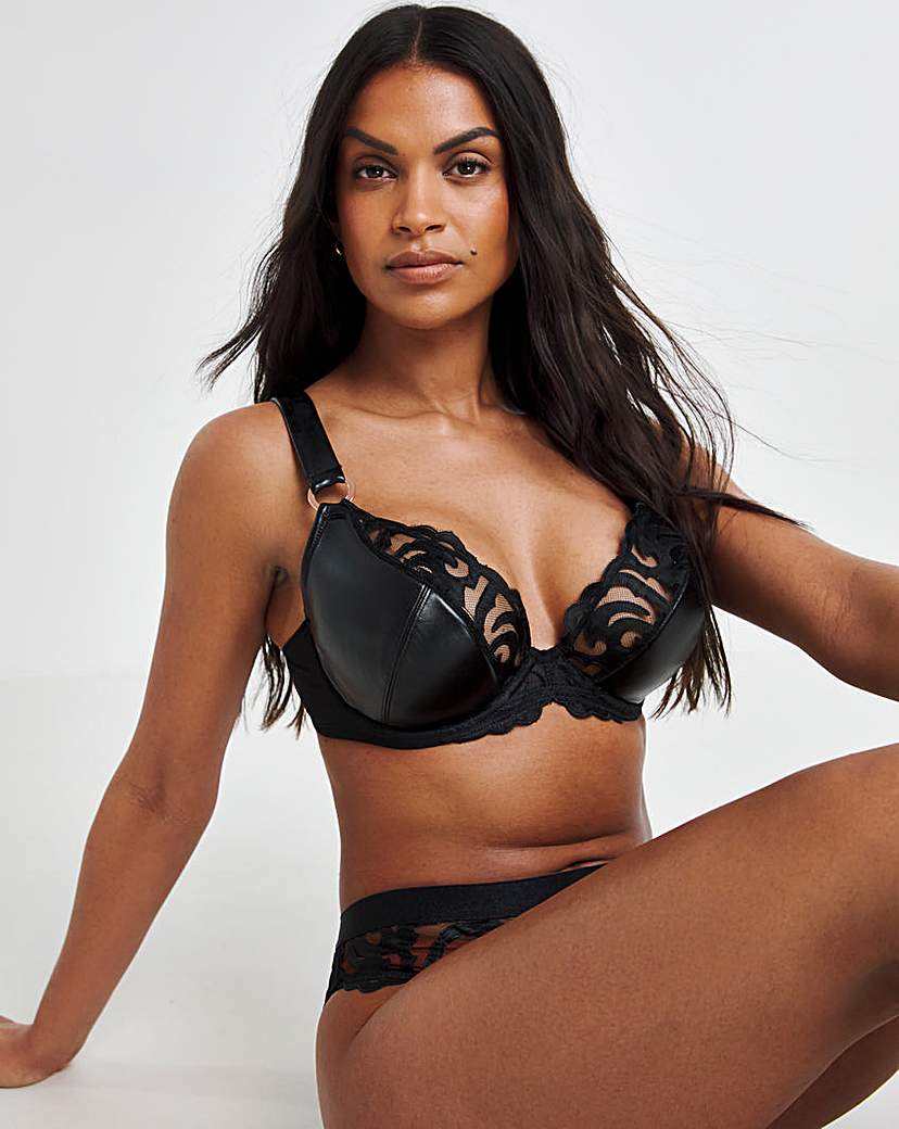 Figleaves Faux Leather Plunge Bra