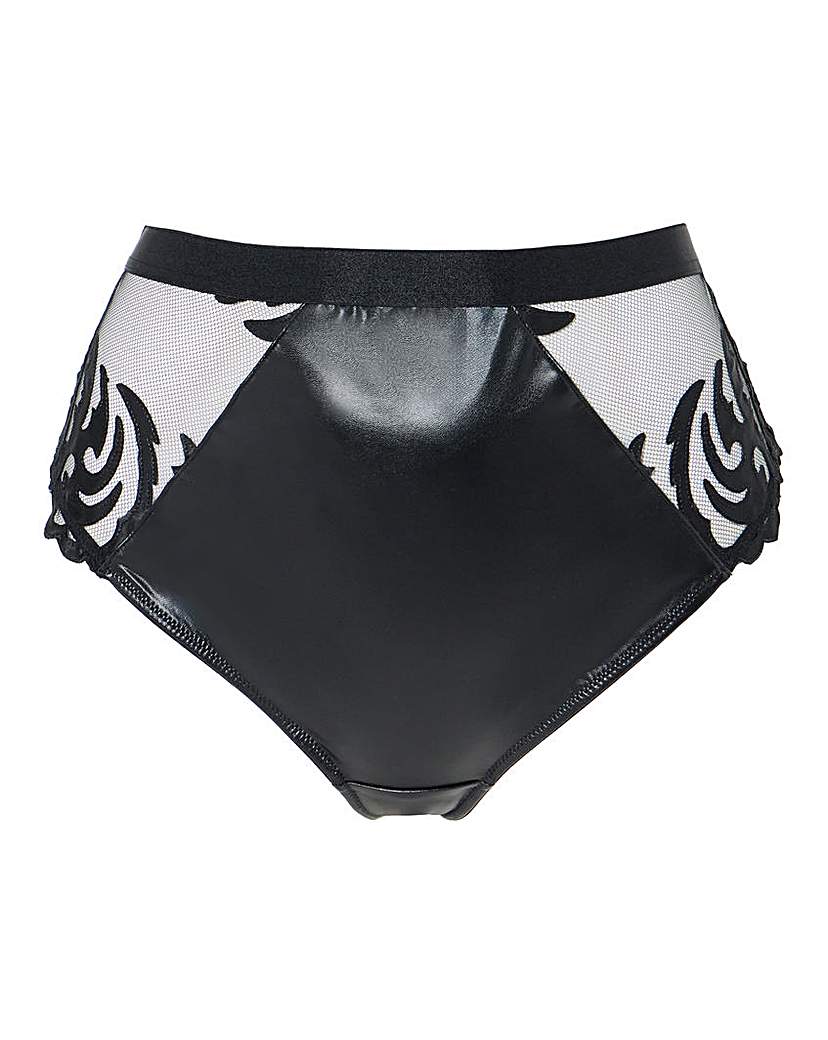 Figleaves Plus Size Faux Leather Brazillian Brief In Black | UK Size 22 Women's