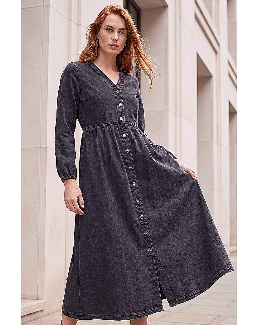 Roman Denim Button Down Midi Dress