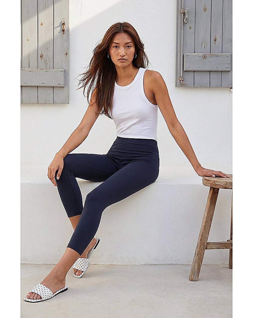Roman Elastic Waist Cropped Leggings