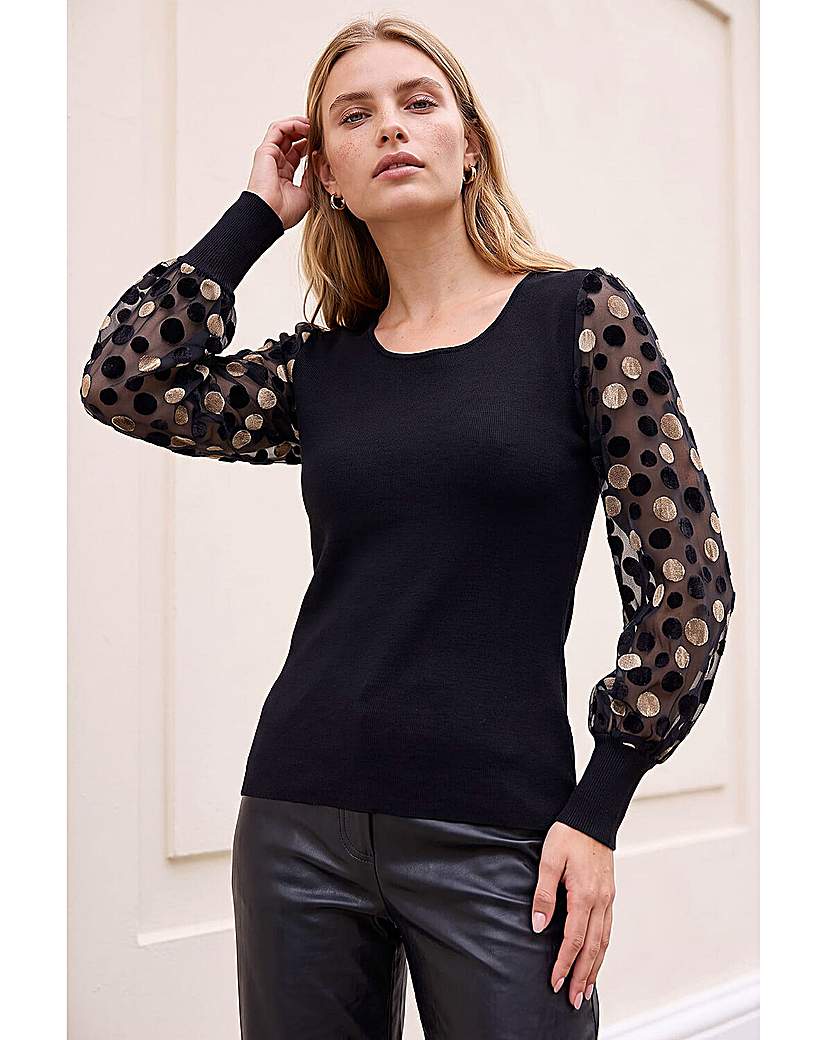 Roman Polka Dot Knit Top