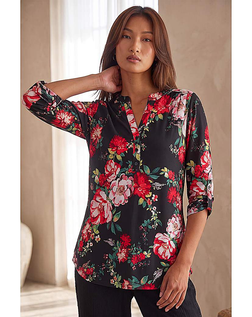 Roman Floral Print Stretch Shirt