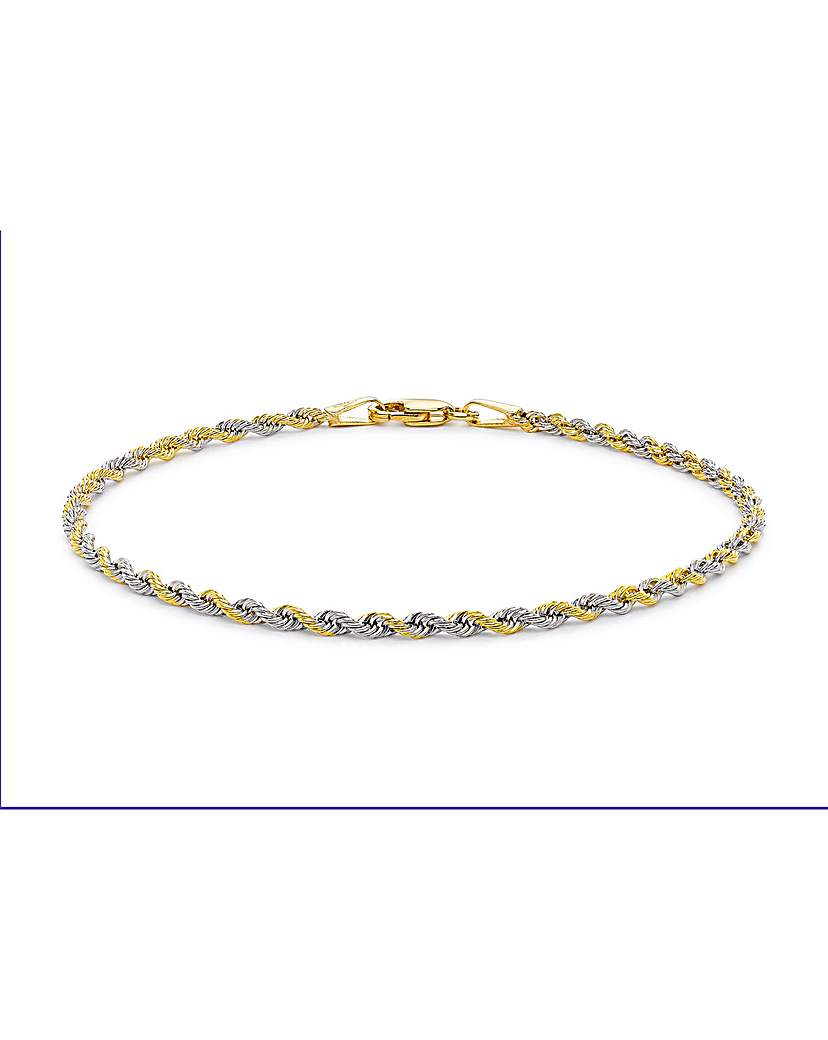 9 Carat 2-Tone Gold Rope Chain Bracelet