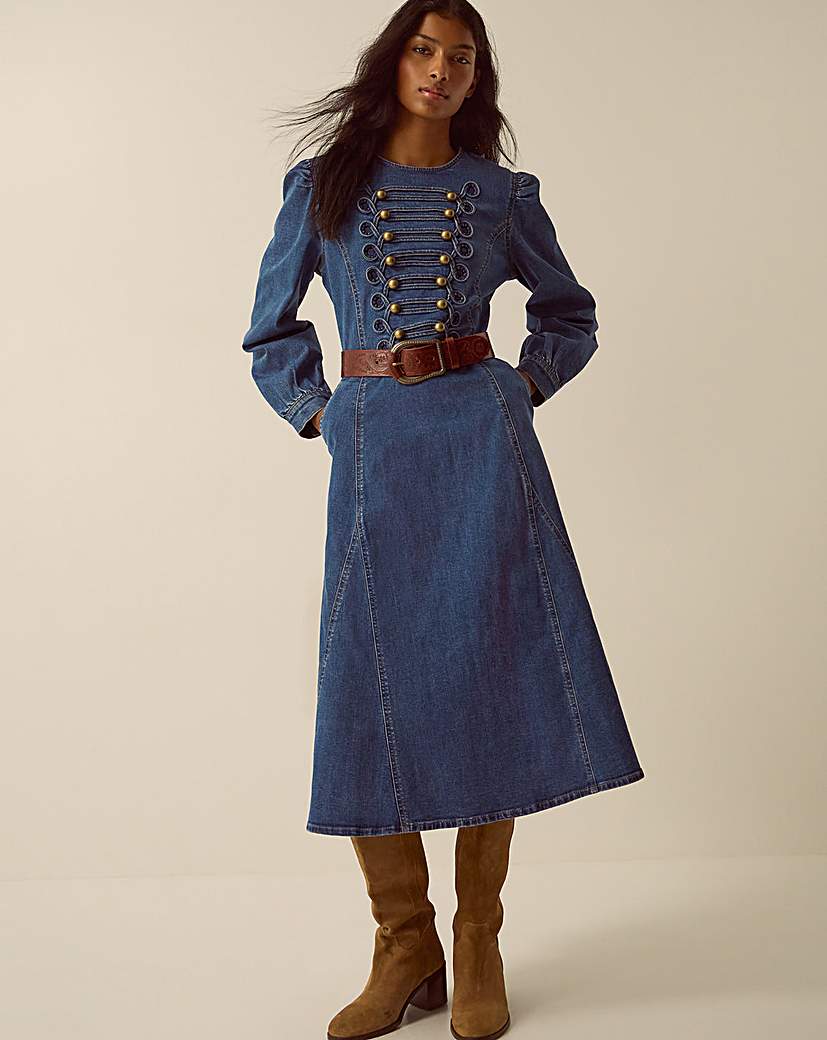Monsoon Military Denim Midi Dress