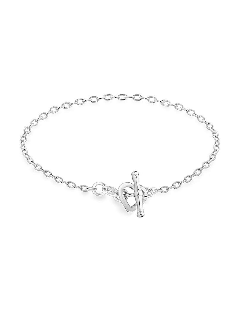 Sterling Silver Heart T-Bar Bracelet