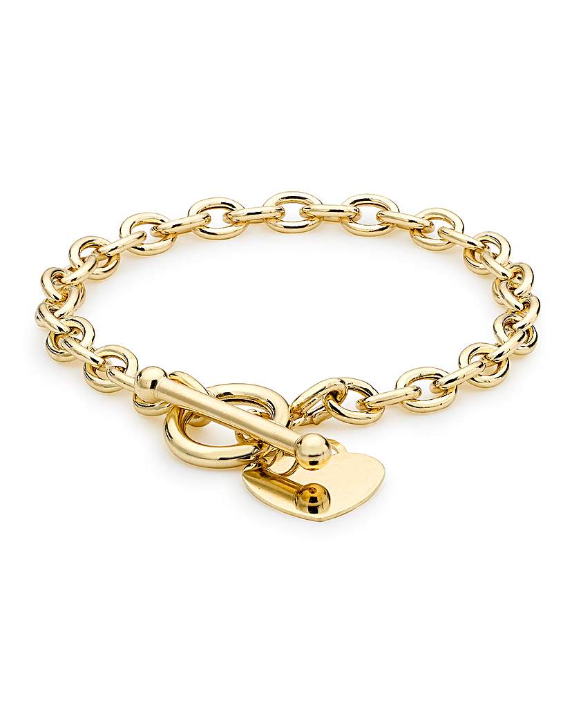 9 Carat Gold Heart Tag T-Bar Bracelet