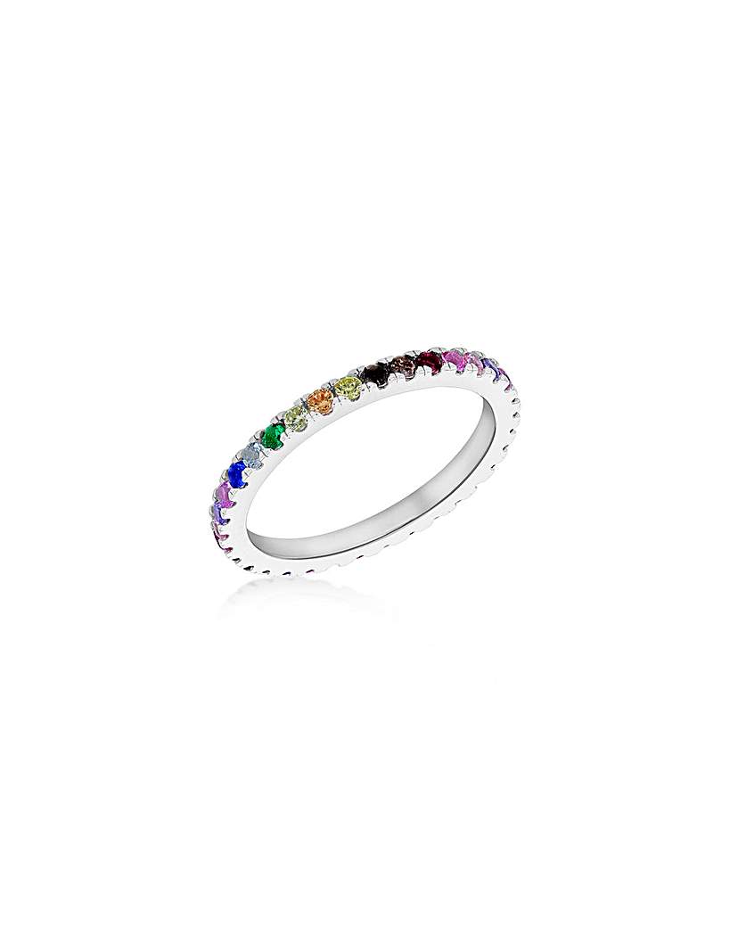 Sterling Silver Colourful CZ Band Ring