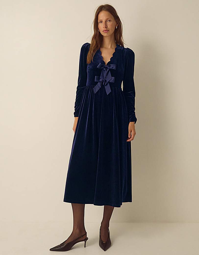 Monsoon Britney Bow Velvet Midi Dress
