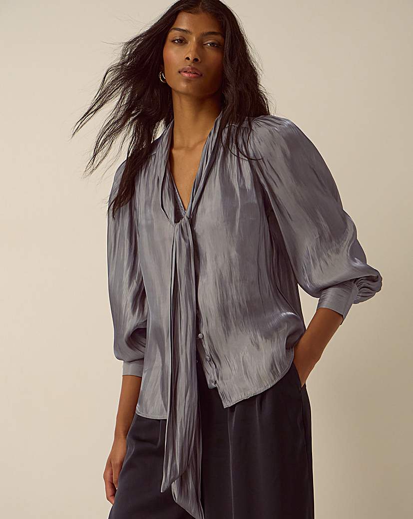 Monsoon Mira Metallic Pussybow Blouse