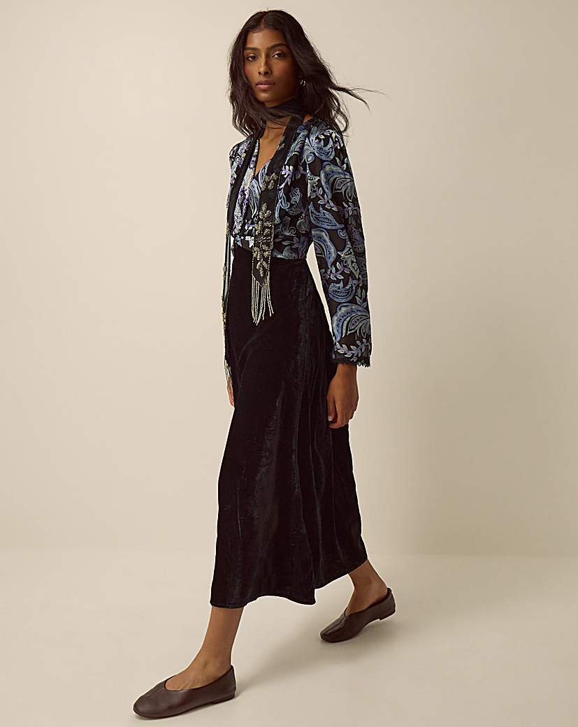 Monsoon Claudia Floral Devor Midi Dress