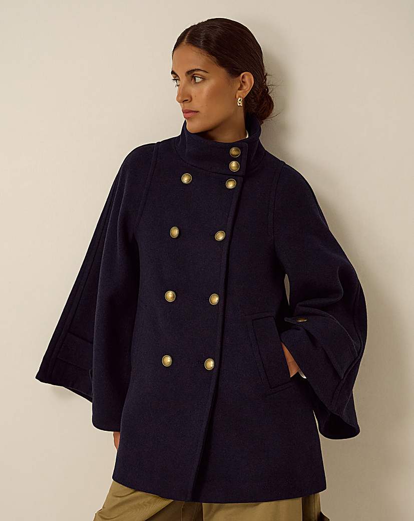 Monsoon Frida Funnel Neck Cape Coat