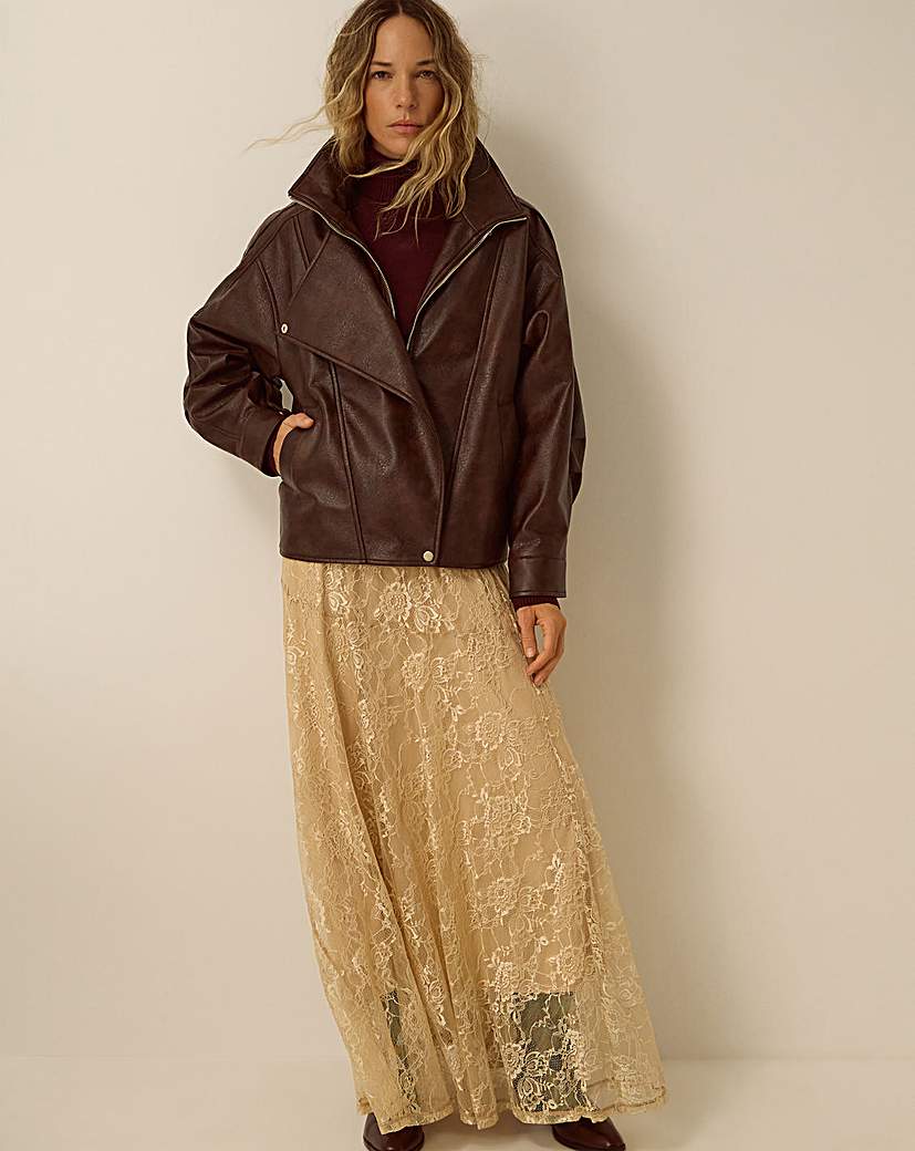 Monsoon Grace Faux Leather Bomber Jacket